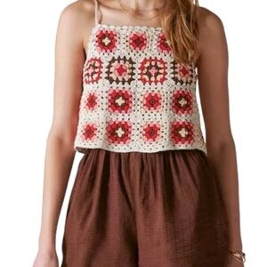 Lucky Brand Red and White Camisole Crop Top